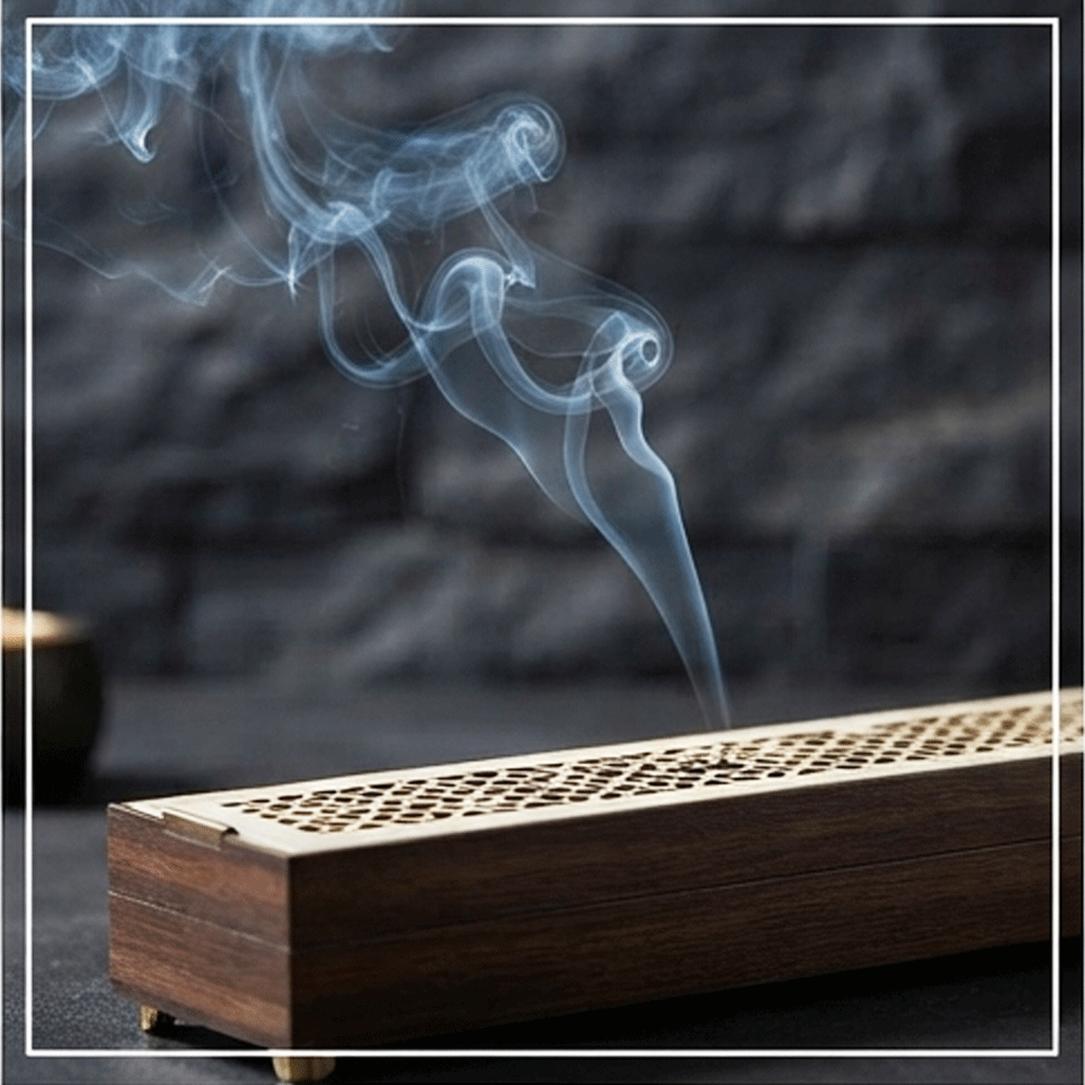 A rectangular wooden incense burner with a hollow lid and heat-insulating lining; an incense box. - Image 3