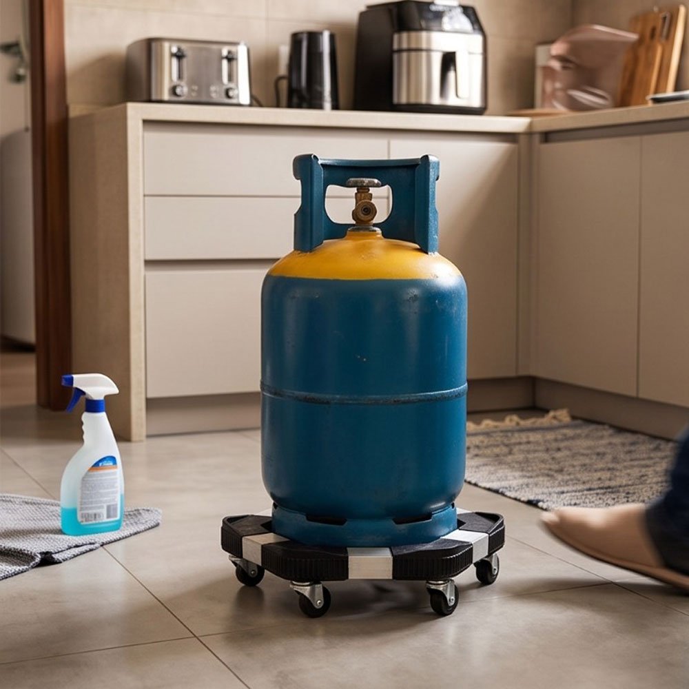 Heavy Duty Plastic Gas Cylinder Roller Stand Holder Moving Base With Wheels - Image 2