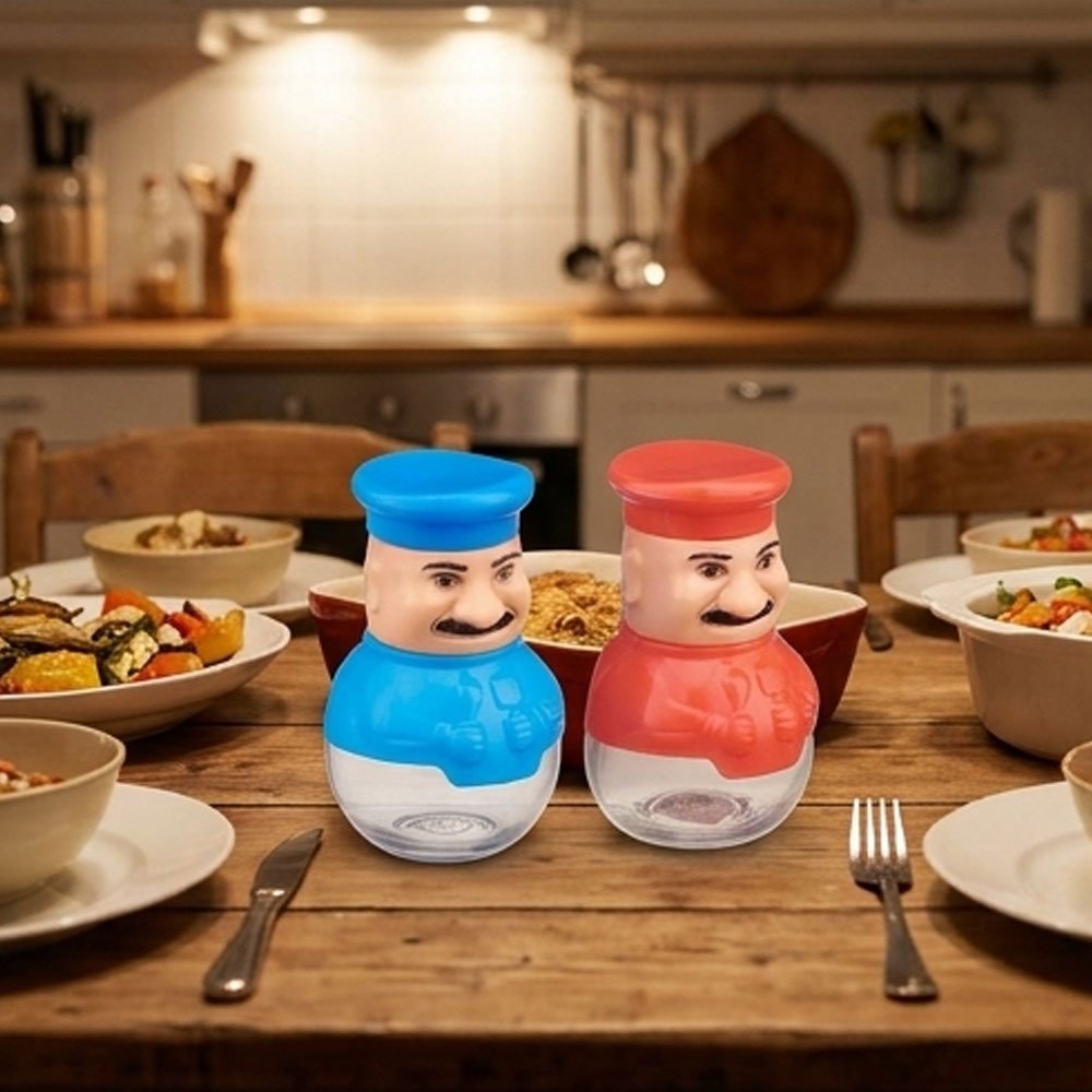 2 Piece Glass Salt And Pepper Shaker Set Cute Chef Figure Covers For Dining Table - Image 3