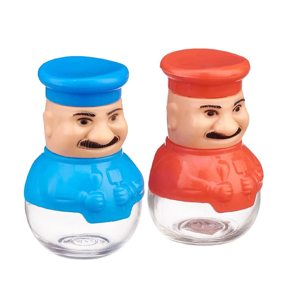 2 Piece Glass Salt And Pepper Shaker Set Cute Chef Figure Covers For Dining Table - Image 2
