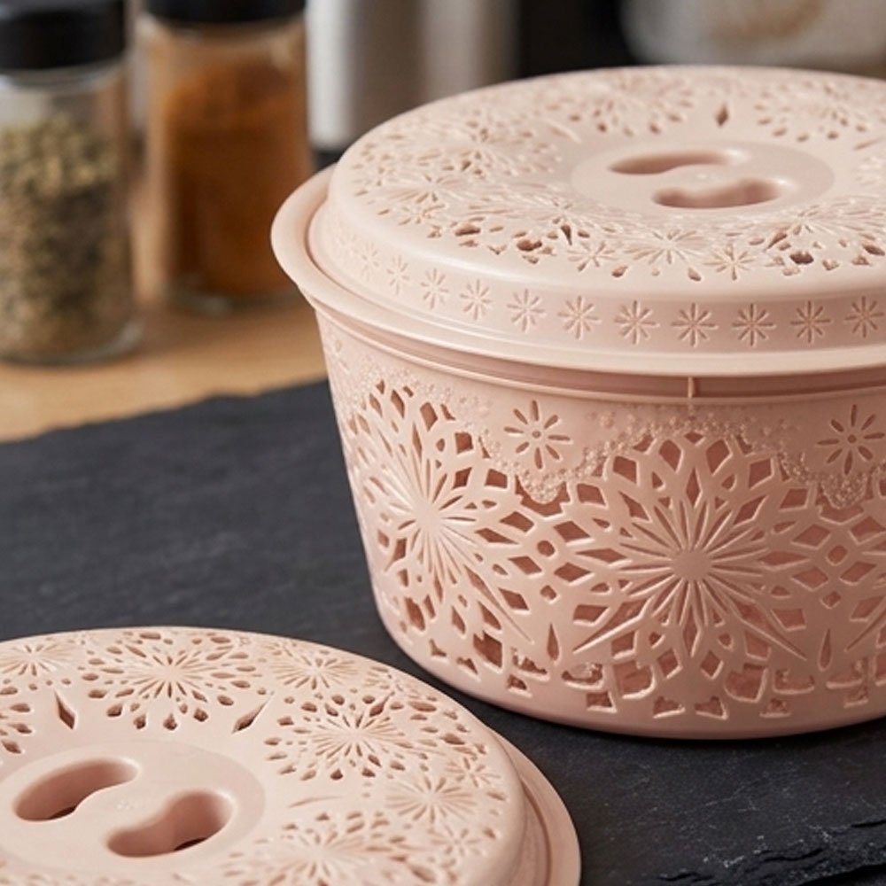 Al Andalus Medium Dantella Patterned Plastic Bread Basket Keeper With Lid - Image 2