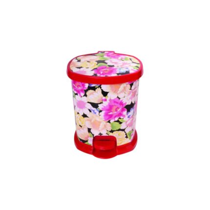 Al Andalus Flora No 2 Printed Plastic Step Pedal Trash Bin With Lid