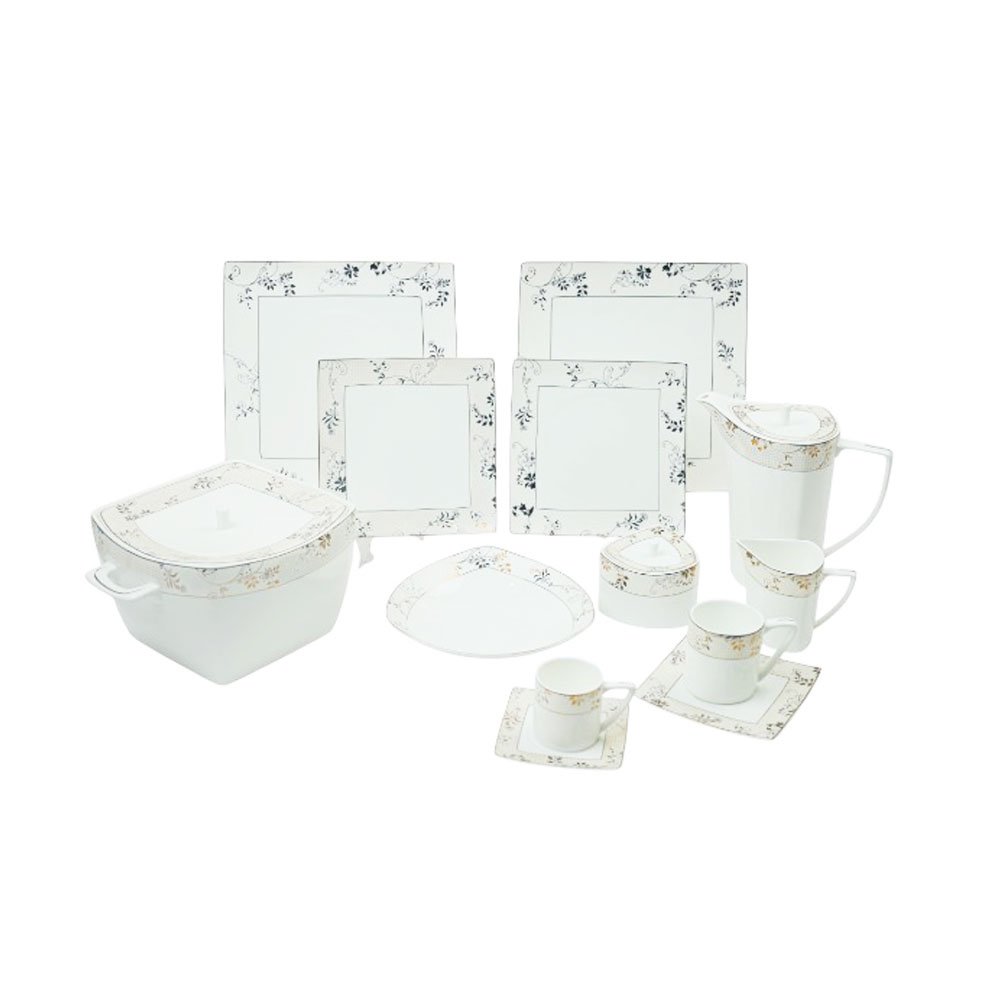 Luxury 72-piece porcelain dinnerware set, high-quality flat design for hospitality - Image 2