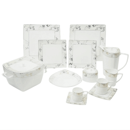 Luxury 72-piece porcelain dinnerware set, high-quality flat design for hospitality