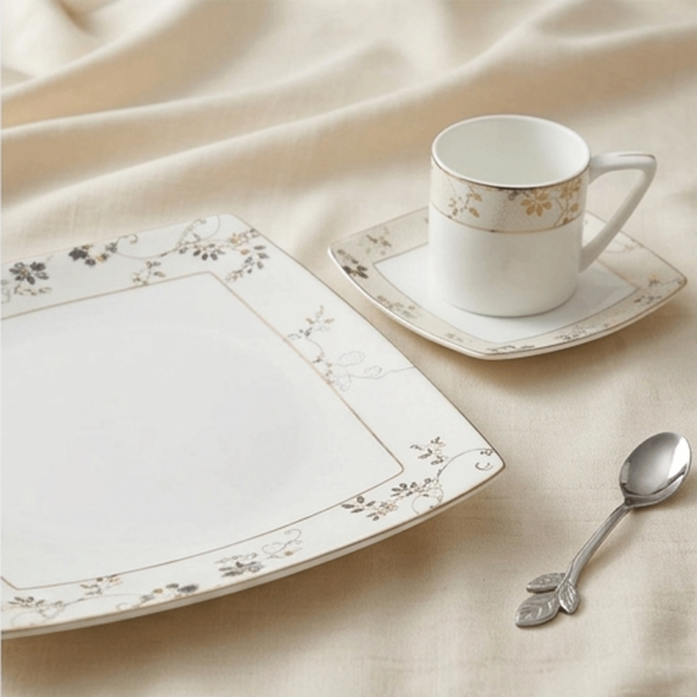 Luxury 72-piece porcelain dinnerware set, high-quality flat design for hospitality - Image 5