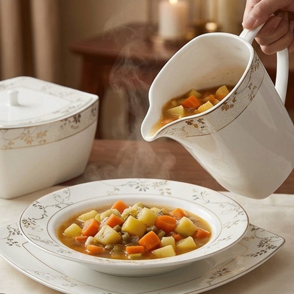 Luxury 72-piece porcelain dinnerware set, high-quality flat design for hospitality - Image 4