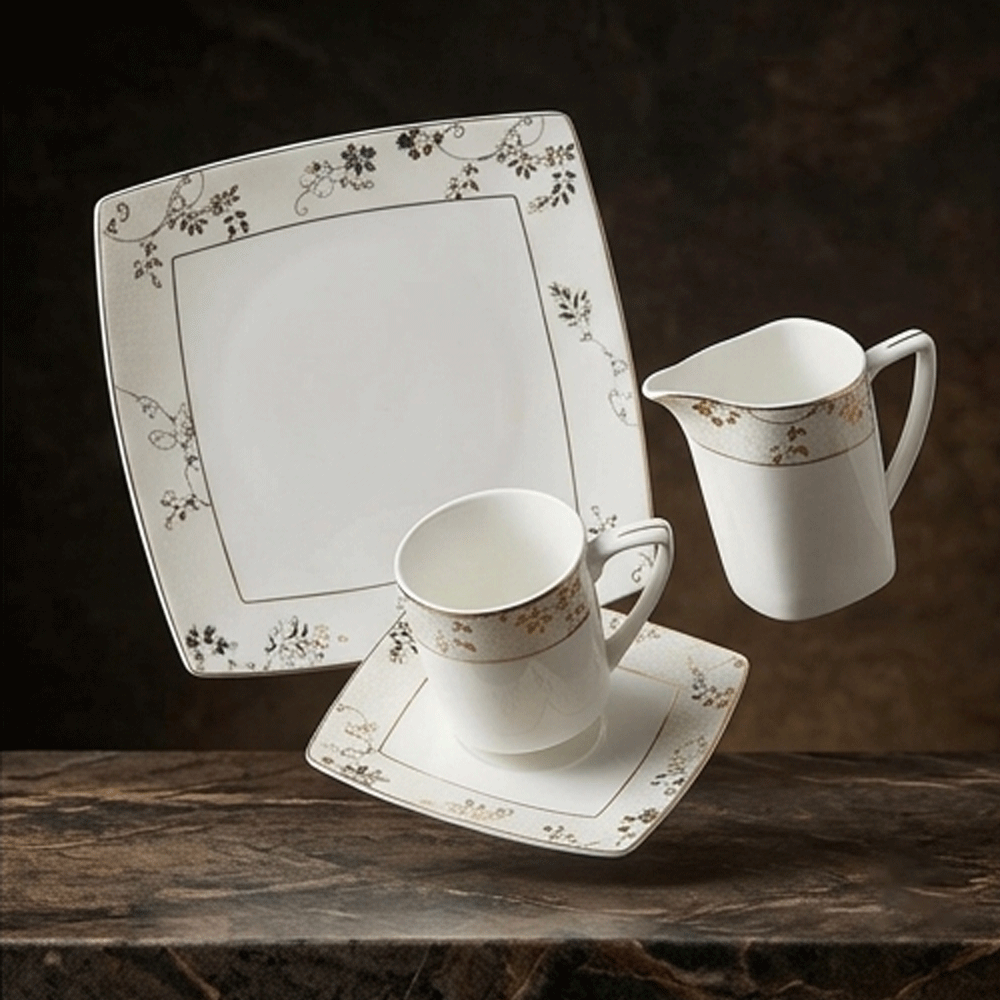Luxury 72-piece porcelain dinnerware set, high-quality flat design for hospitality - Image 3