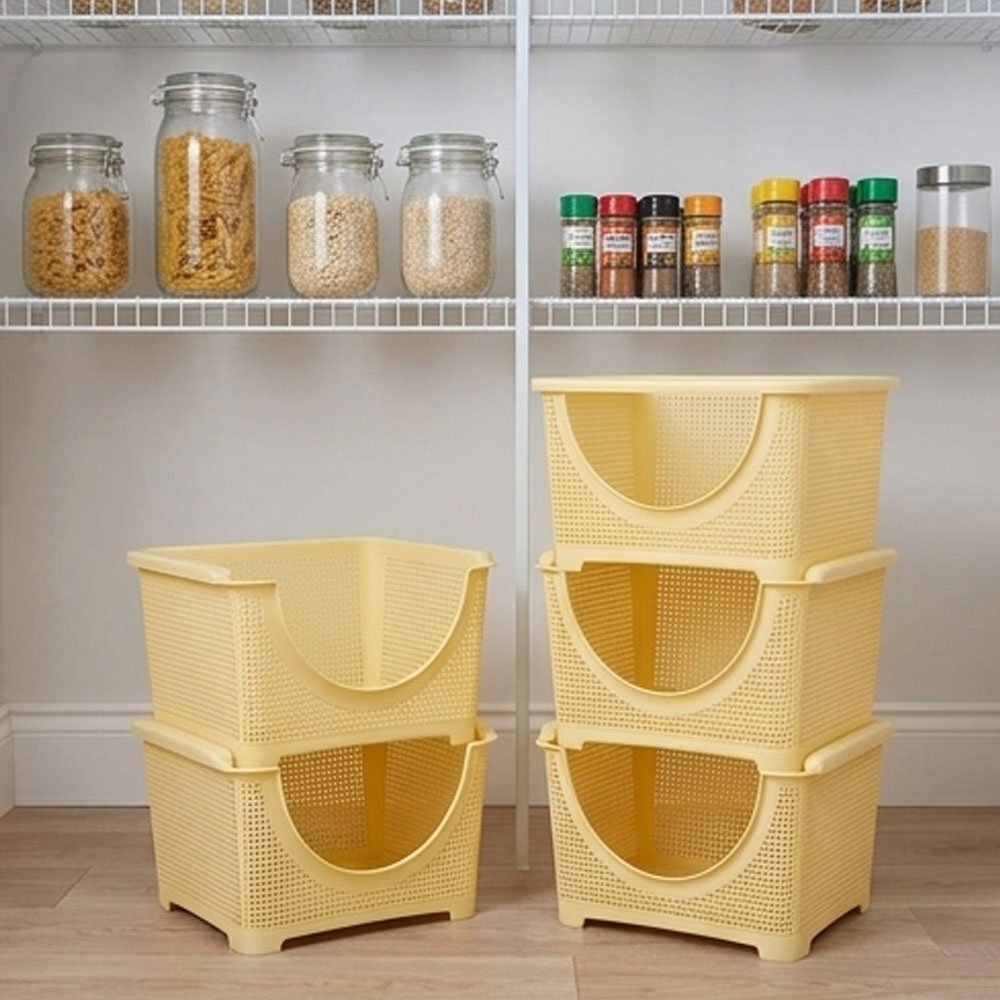 Al Andalus Sugar 3 Tier Plastic Kitchen Storage Rack Vegetable Trolley - Image 4