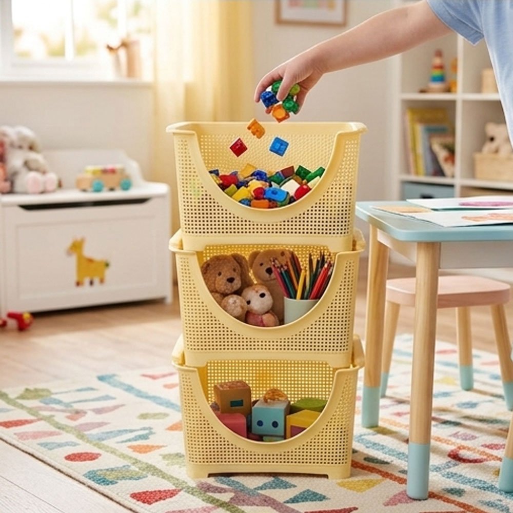 Al Andalus Sugar 3 Tier Plastic Kitchen Storage Rack Vegetable Trolley