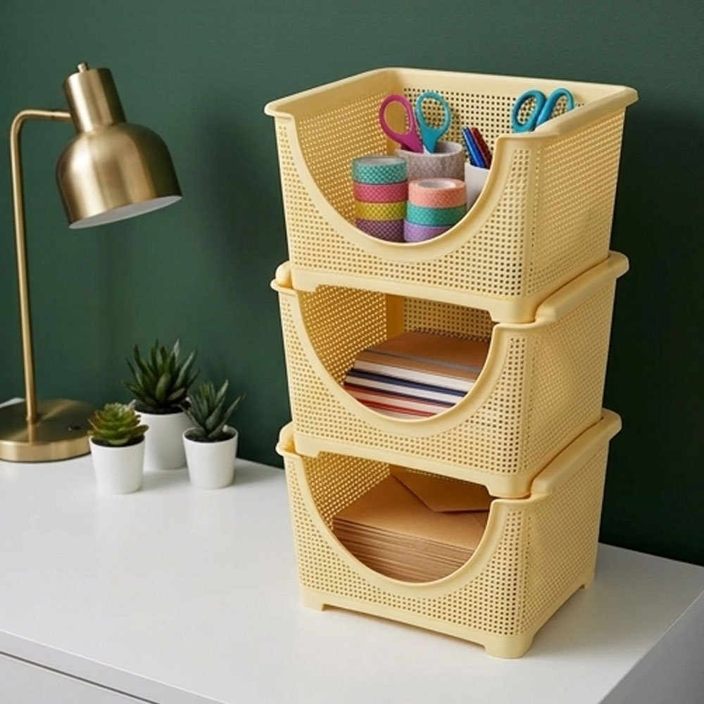 Al Andalus Sugar 3 Tier Plastic Kitchen Storage Rack Vegetable Trolley - Image 2