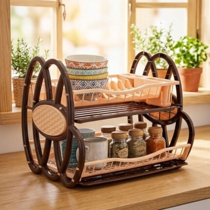 Al Andalus Turkish 2 Tier Plastic Dish Rack Drainer Drying Rack Tray