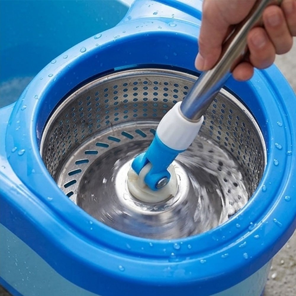 Al Andalus Deluxe Spin Mop Bucket Set With Stainless Wringer Microfiber - Image 2