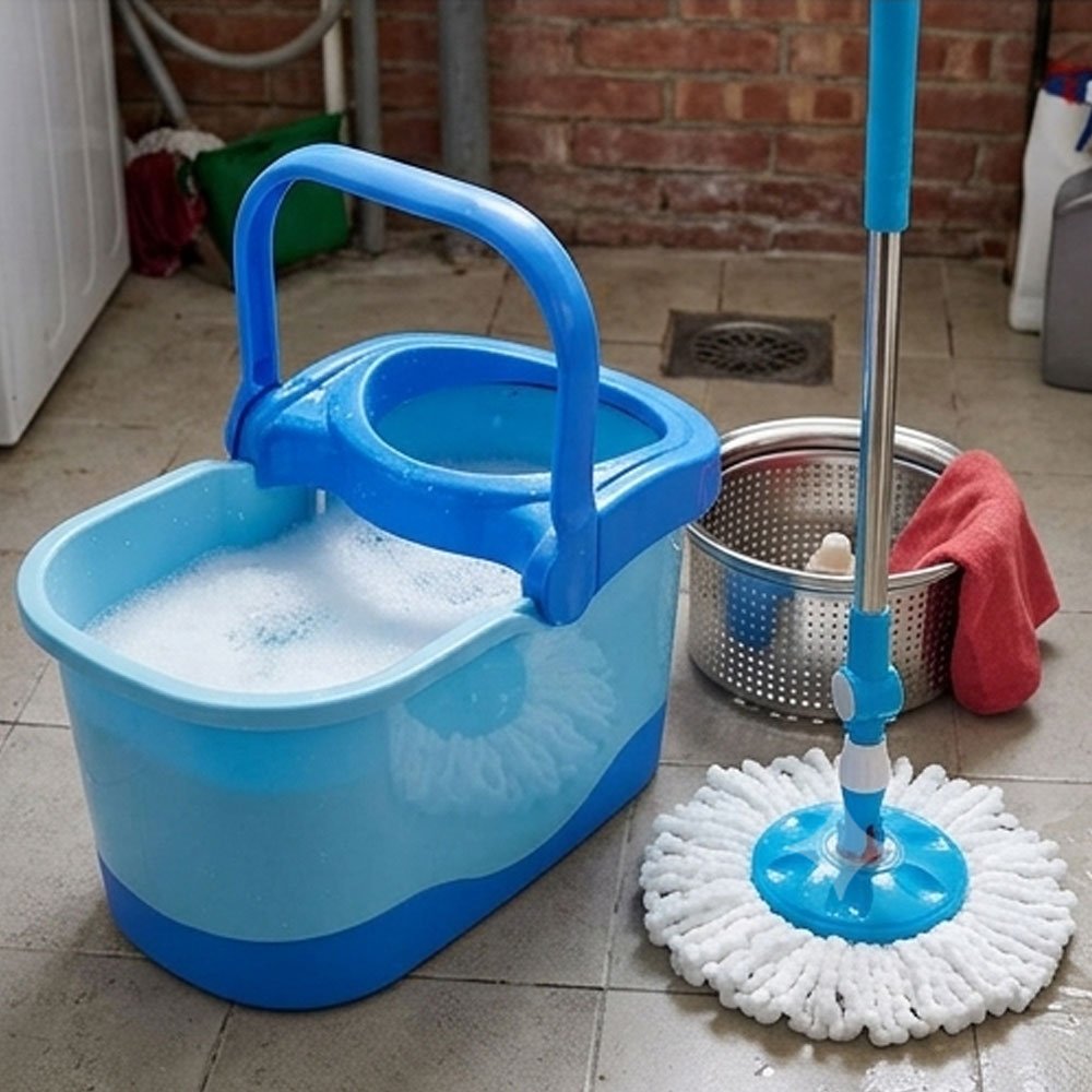 Al Andalus Deluxe Spin Mop Bucket Set With Stainless Wringer Microfiber - Image 4