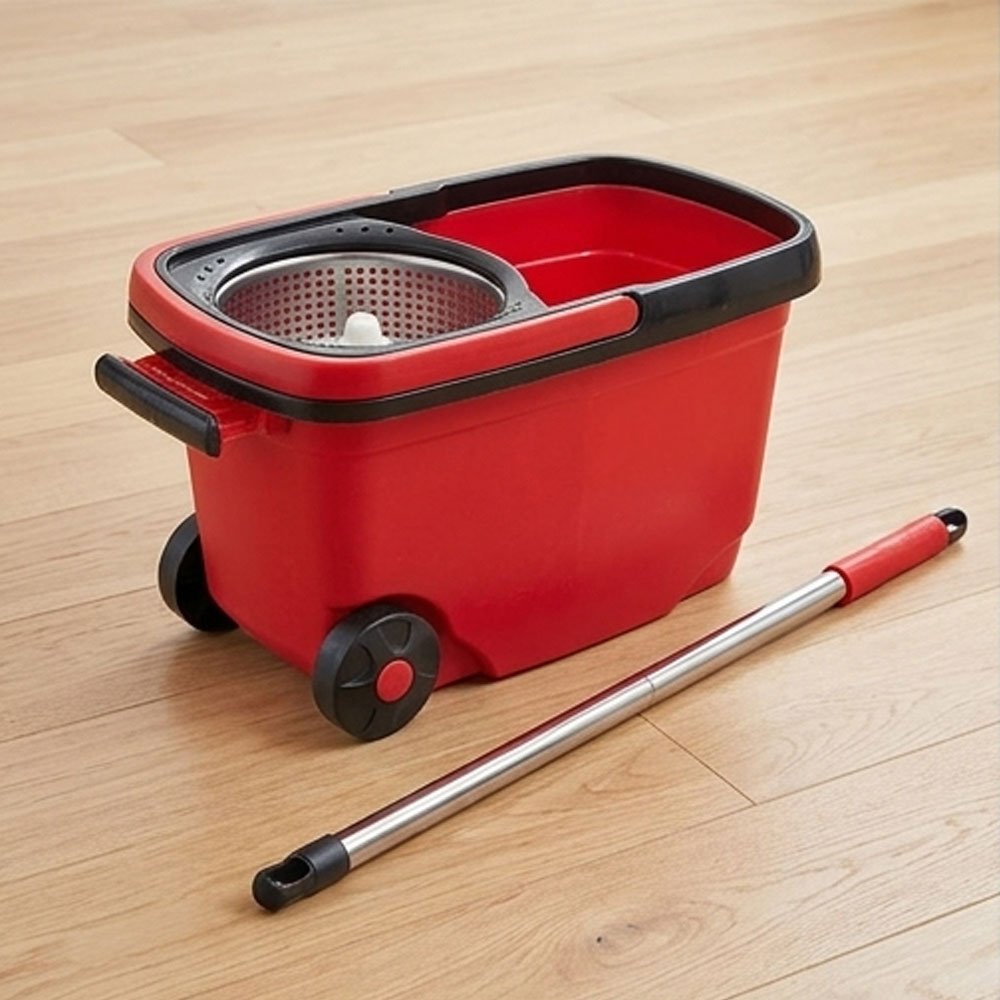Al Andalus Oscar Spin Mop Bucket Set With Wheels Stainless Basket Microfiber - Image 2