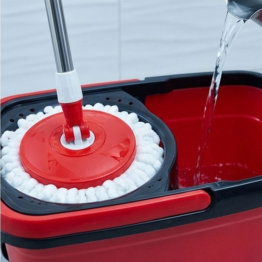 Al Andalus Oscar Spin Mop Bucket Set With Wheels Stainless Basket Microfiber - Image 3