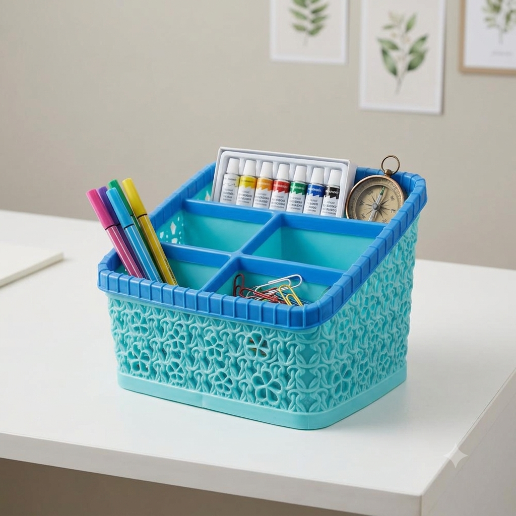 Al Andalus Mezo Multi-Compartment Plastic Storage Desk Organizer Caddy - Image 2