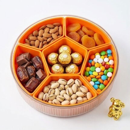 Round Divided Snack and Nut Serving Tray with Clear Lid for Modern Hospitality