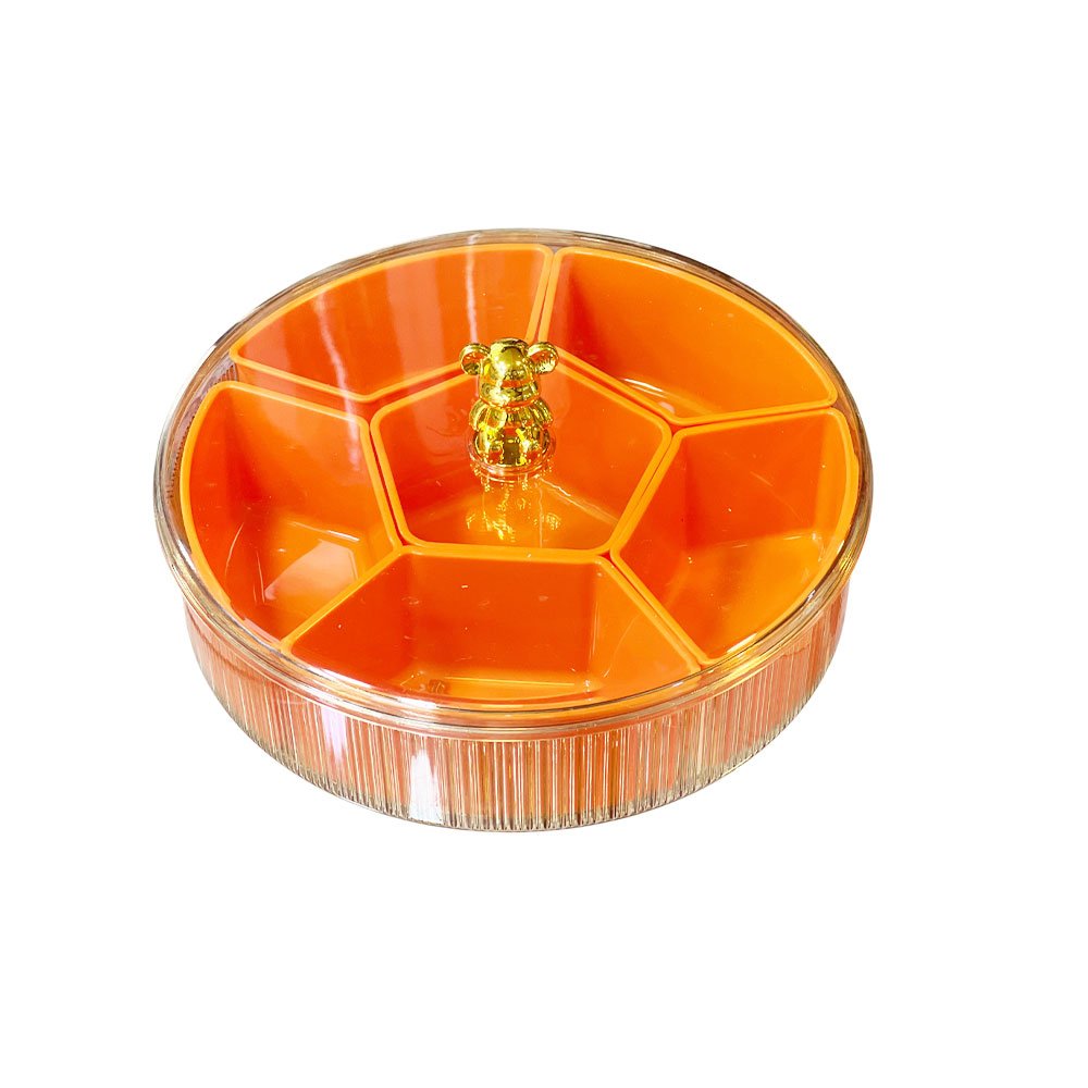 Round Divided Snack and Nut Serving Tray with Clear Lid for Modern Hospitality - Image 2