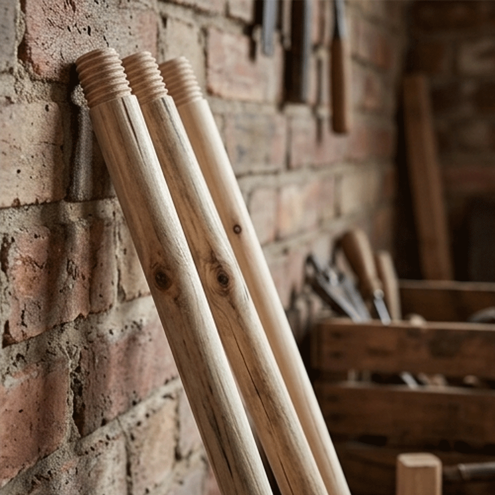 Durable Plain Wooden Handle Stick Threaded Screw End for Brooms Mops Cleaning Tools - Image 2
