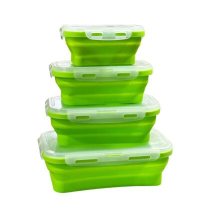 Foldable Silicone Food Storage Containers Set with Airtight Lids for Kitchen