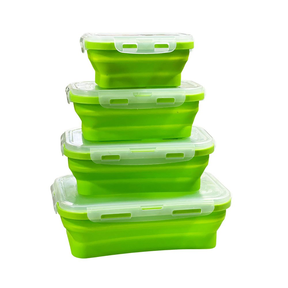 Foldable Silicone Food Storage Containers Set with Airtight Lids for Kitchen
