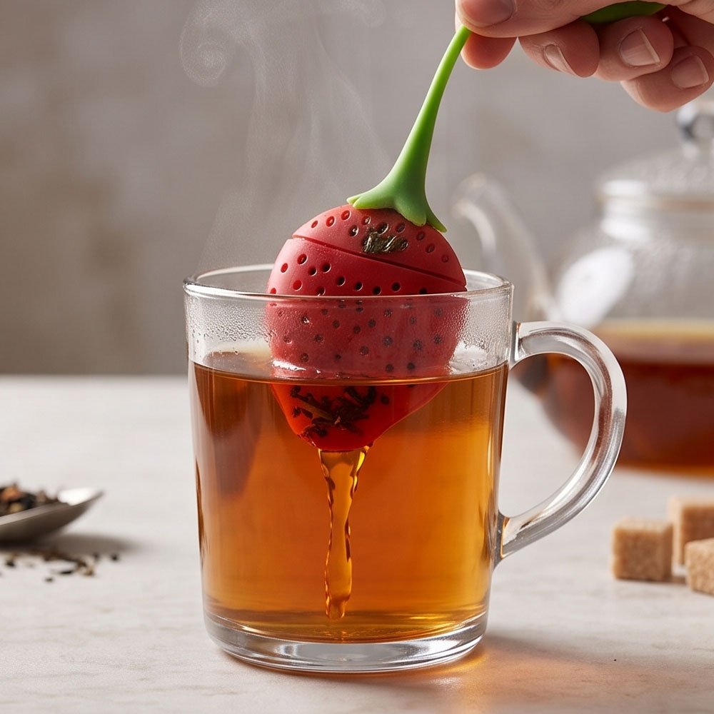 Al Rehman Cute Strawberry Shaped Silicone Tea Infuser Strainer Filter Steeper - Image 3