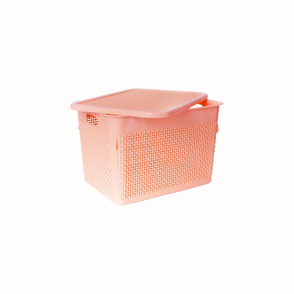 El Andalous Soukar 1 Plastic Multipurpose Storage Organizer Box With Lid - Peach - Image 2