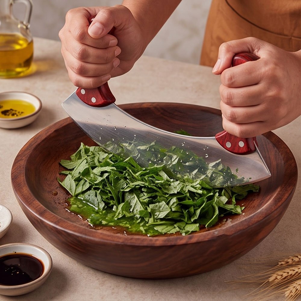 مخرطة ملوخية استانلس ستيل حادة بمقبضين خشب فاخرين للمطبخ جديدة من الرحاب - الصورة 2
