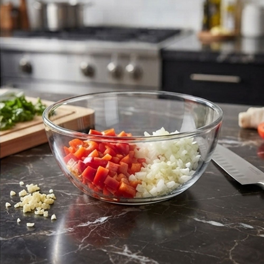 Pyrex Heat Resistant Glass Mixing Bowl 1 Liter Transparent Multi-Purpose Serving Bowl - Image 3