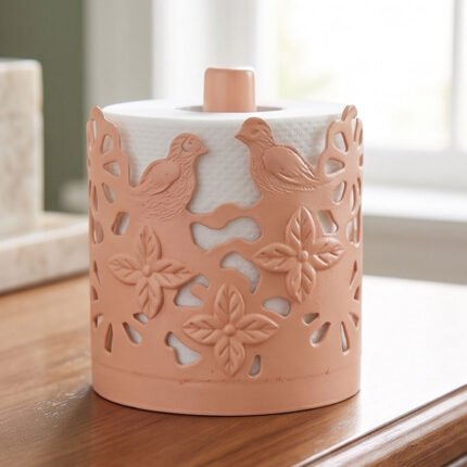 Andalous Canary Metal Toilet Tissue Roll Holder Stand - Elegant Peach Color
