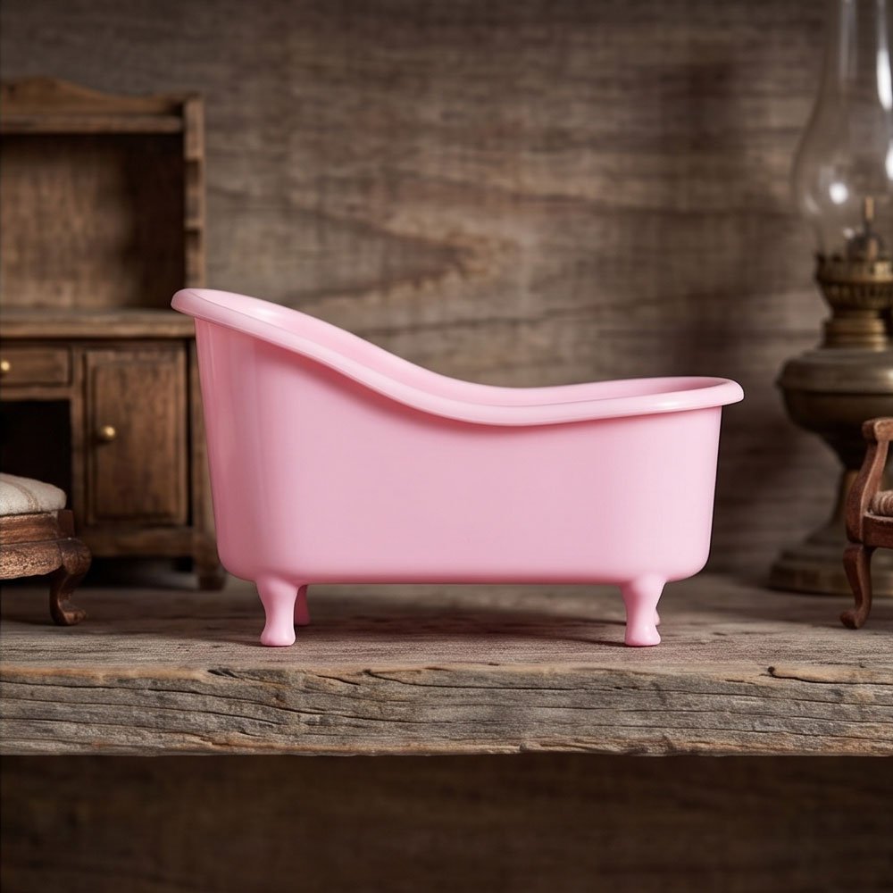 Andalus Mini Decorative Bathtub Organizer - Pink Tiny Clawfoot Tub Decor for Bathroom Countertop & Jewelry - Image 2