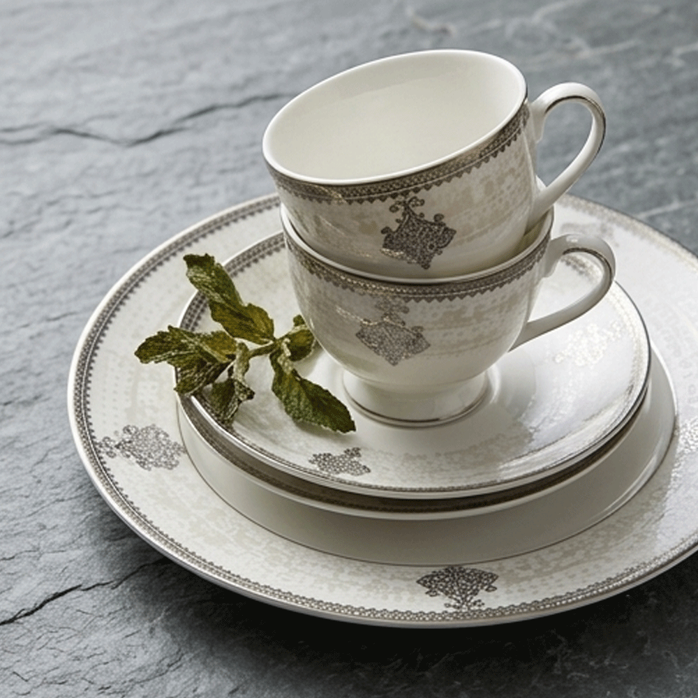 Luxury 72-piece porcelain dinnerware set with a dome design and elegant silver glaze for hospitality - Image 8
