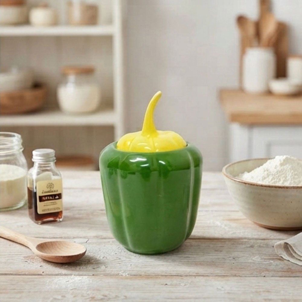 Large Ceramic Spice Jar Pepper Shaped Container Storage Pot Lid Asaar Zaman