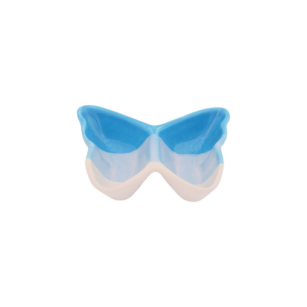Butterfly Shaped Small Divided Ceramic Ramekin Sauce Dish Blue Al Rehman