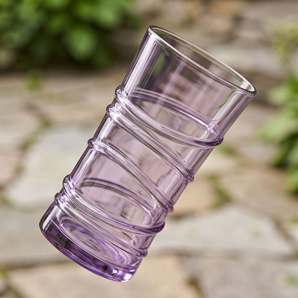 Set Of 6 Highball Water Juice Glass Tumblers Drinking Ring Spiral Glasses - Image 4