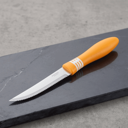 Brazilian Serrated Stainless Steel Steak Kitchen Knife Orange Plastic Handle