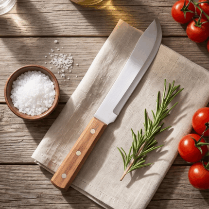 Brazilian Broad Stainless Steel Chef Kitchen Knife With Natural Wooden Handle