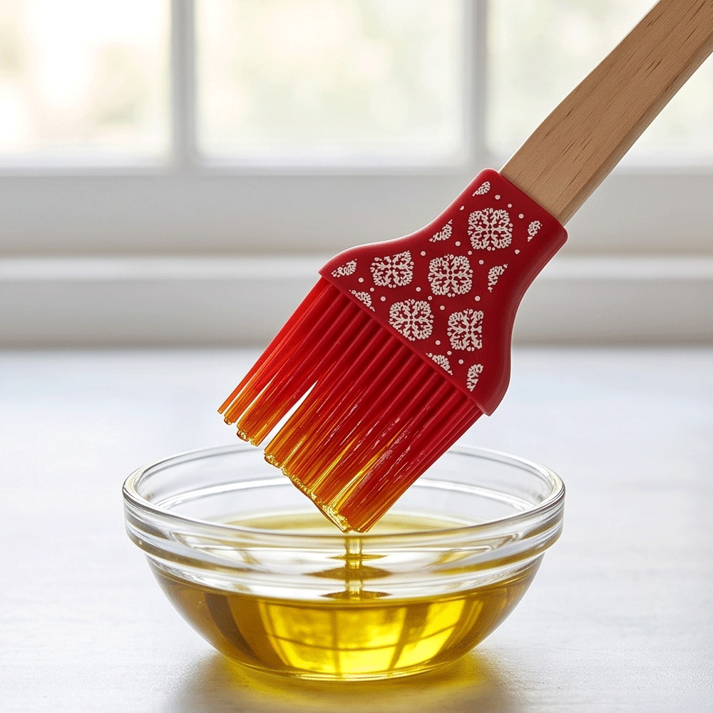 Patterned Silicone Basting Brush With Wooden Handle For Cooking Baking And BBQ - Image 5