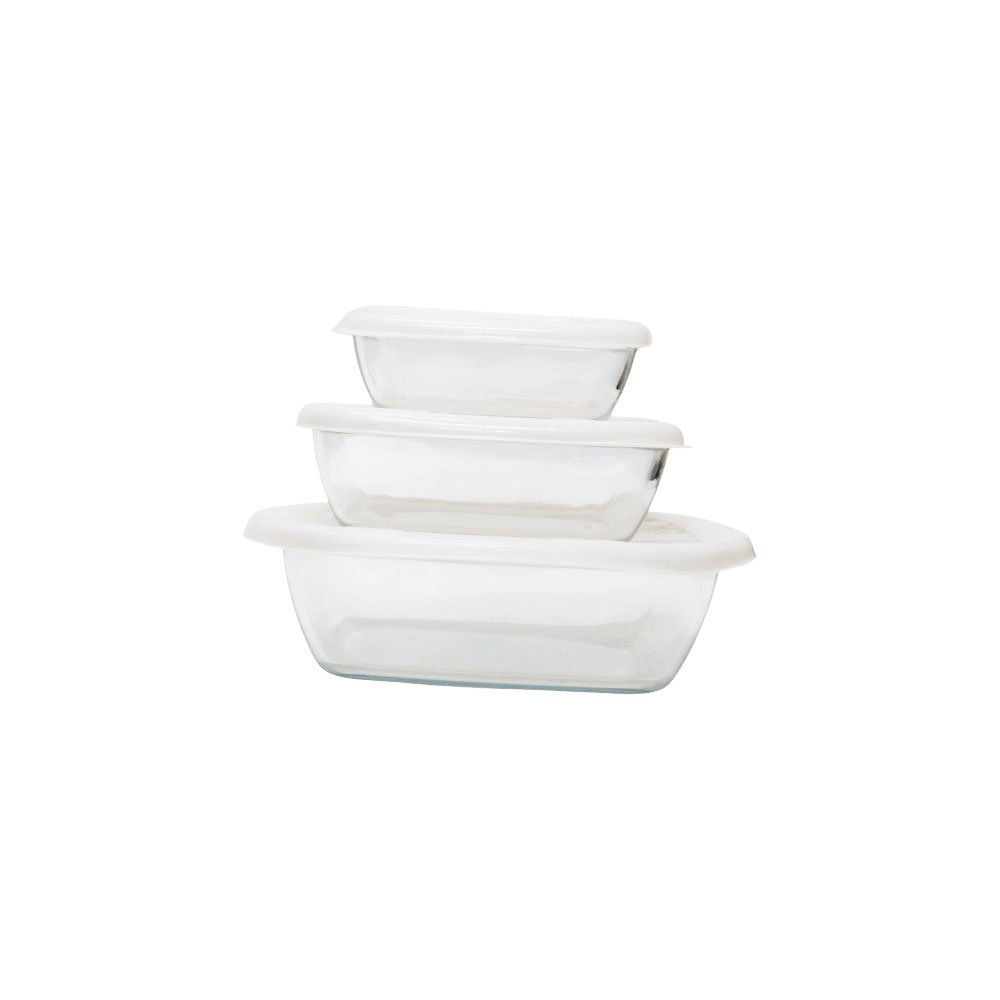 Pyrex Heat Resistant Glass Baking Casserole Dish Set 3 Pieces with Lids - Image 2