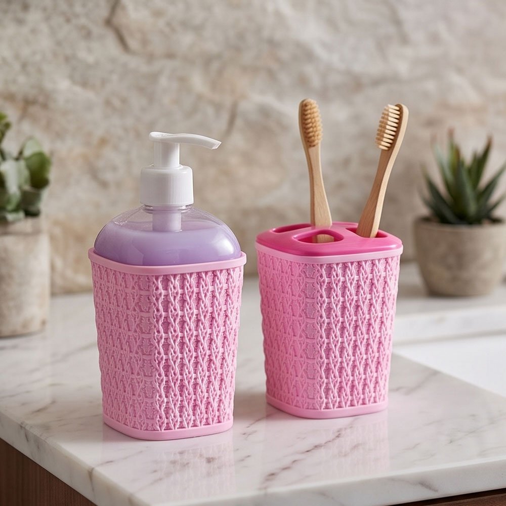 El Andalus Horus Complete Plastic Bathroom Accessories Set Organizer and Decor - Image 2