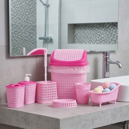 El Andalus Horus Complete Plastic Bathroom Accessories Set Organizer and Decor