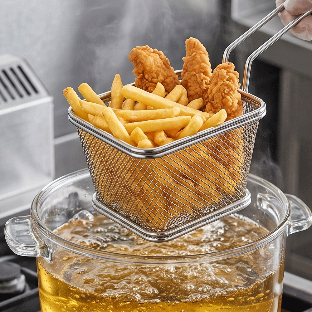 Rectangular Stainless Steel Mini Fry Basket Presentation Serving Basket 10.5x9x6.5cm - Image 4