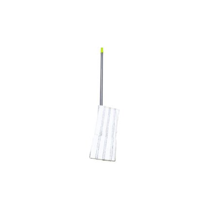 Flat microfiber floor mop with metal wand for cleaning ceramic and parquet floors
