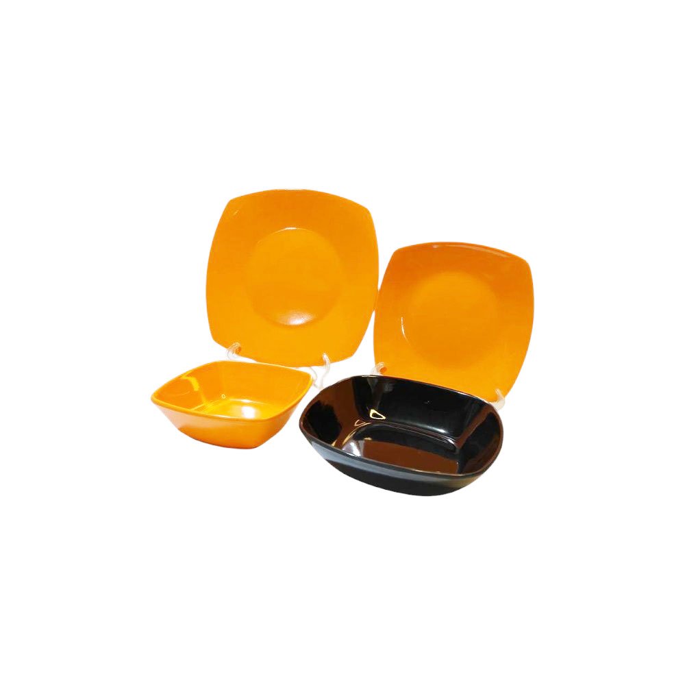 38-piece melamine dinnerware set with a modern square design in two colors for serving - Image 2