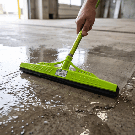 Plastic floor mop with rubber blade for drying ceramic tiles without a stick