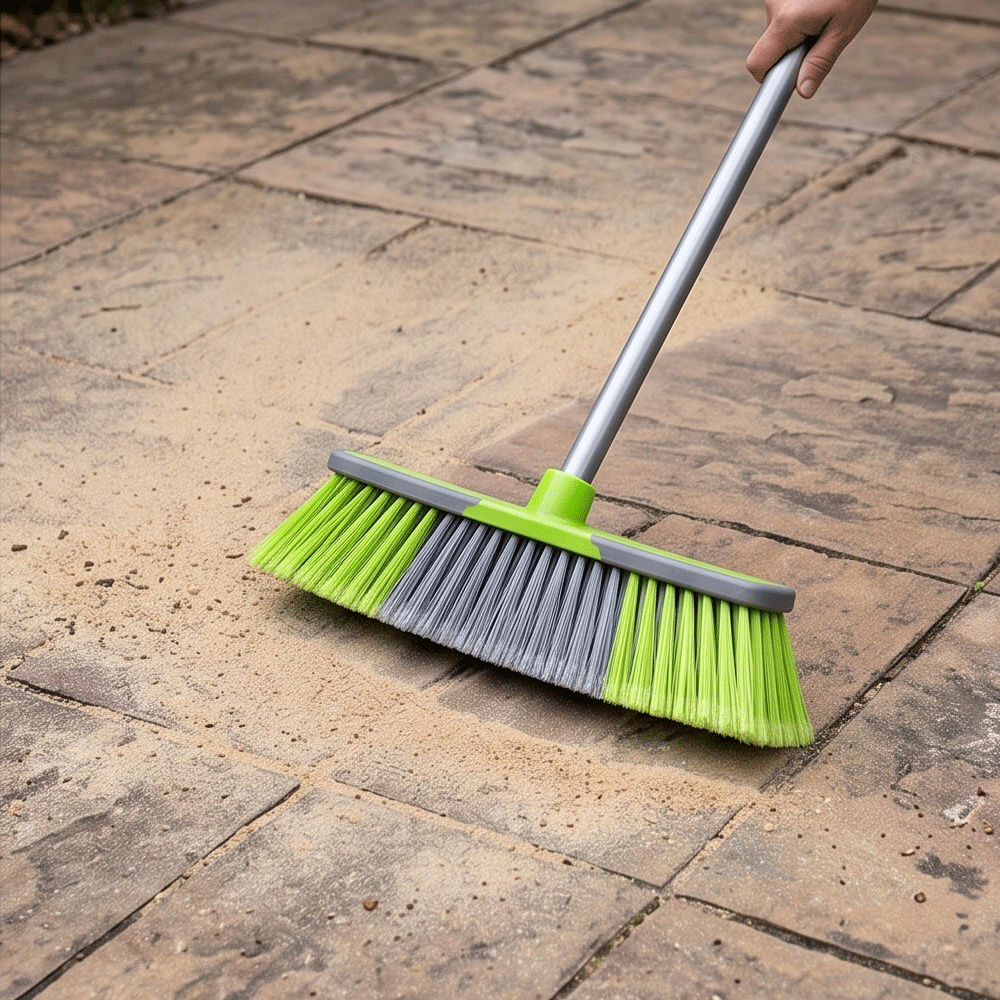 Plastic broom brush with dense bristles for cleaning floors and ceramic tiles - Image 3