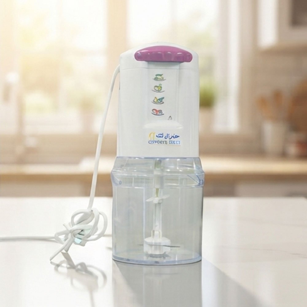 General Tech Electric Food Chopper 1 Liter for Meat & Vegetables White and Purple Design