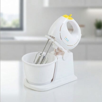 General Tech Electric Hand Stand Mixer with Rotating Bowl for Beating & Kneading White