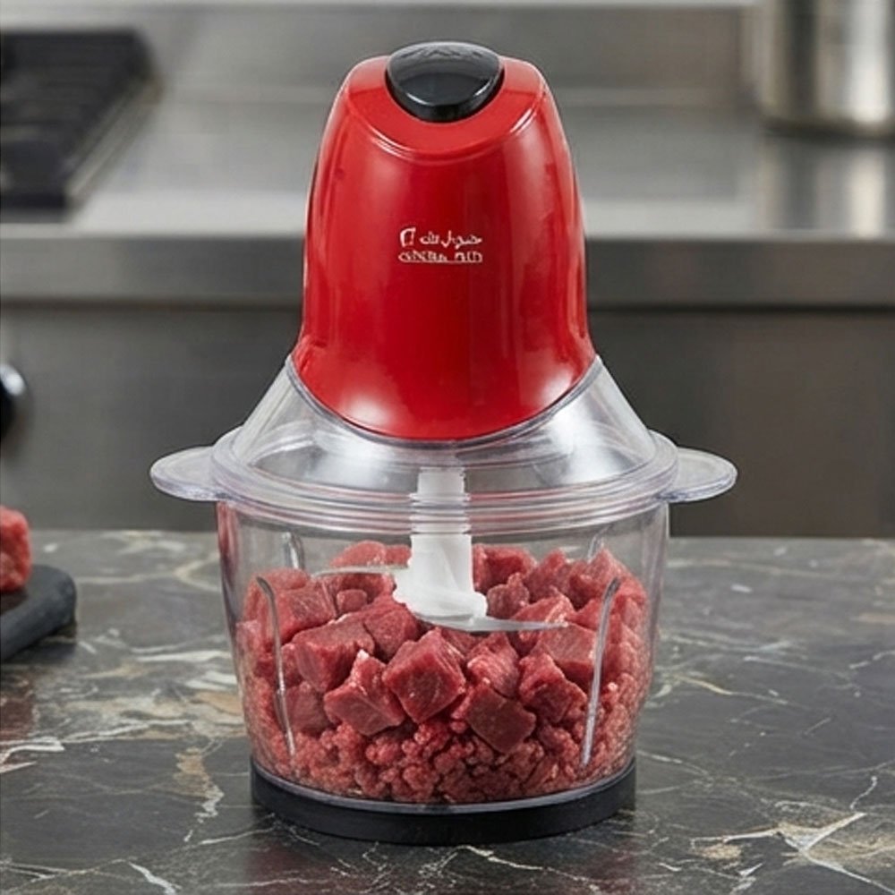 General Tech Electric Chopper Food Processor for Meat & Vegetables Red with Clear Bowl - Image 4