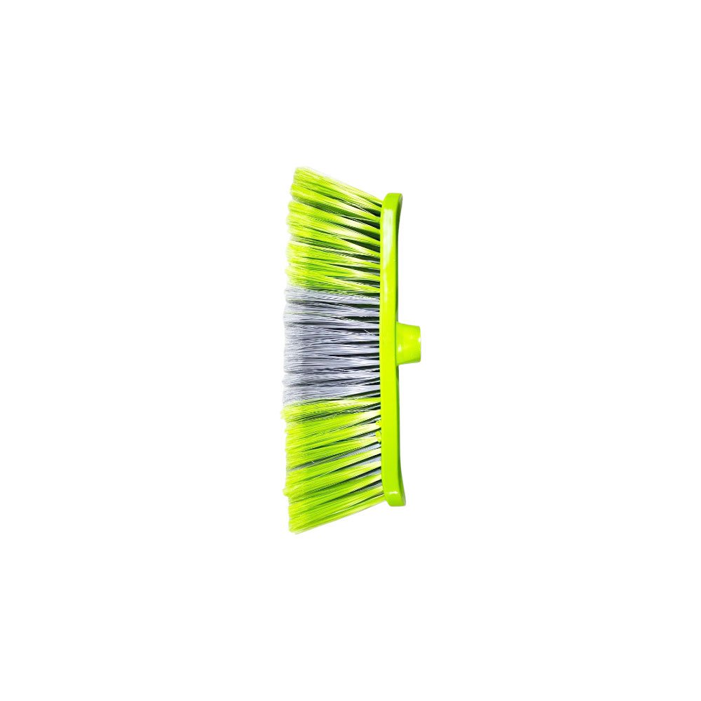 Plastic broom brush with dense bristles for cleaning floors and ceramic tiles
